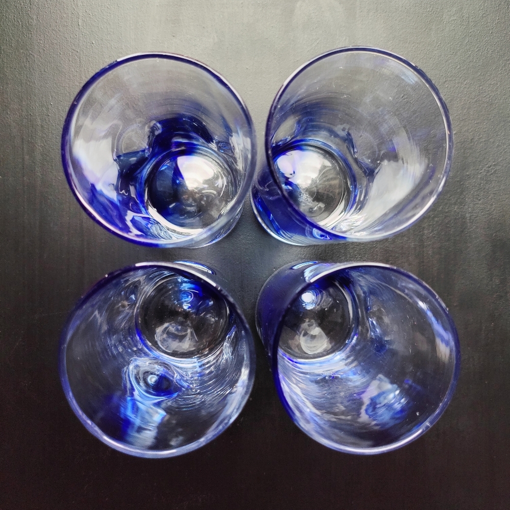 4 Libbey Crisa (thumbprint) | 16 oz Highball blue ๐ swirl glasses - Picture 2 of 13
